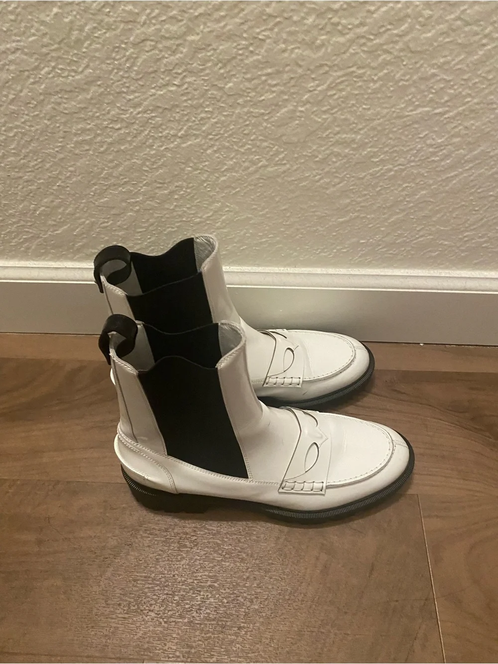 Christian Louboutin White and Black Leather Chukka Boots
